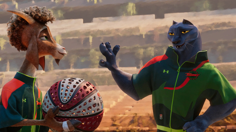 Will and Jett get ready to shoot some hoops in Goat