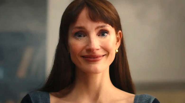 Jessica Chastain as Ursula with tears in her eyes in Other Mommy