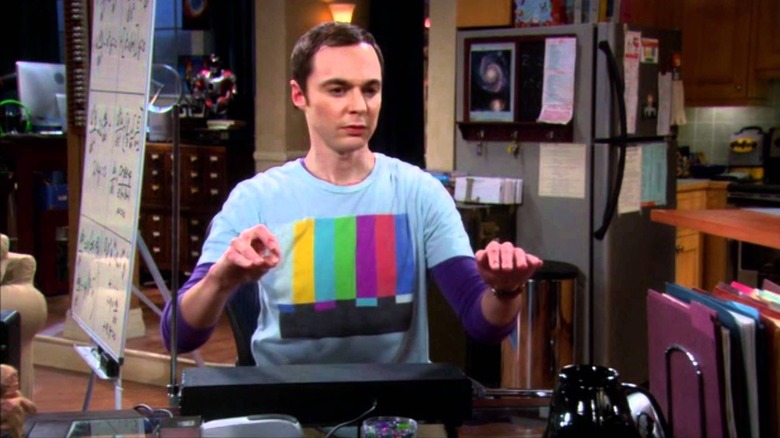 Sheldon playing the theremin in an episode of The Big Bang Theory.