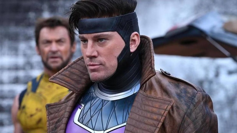 Gambit (Channing Tatum) with Wolverine (Hugh Jackman) in the background in Deadpool & Wolverine