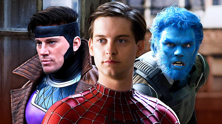 Gambit (Channing Tatum), Spider-Man (Tobey Maguire) and Beast (Nicholas Hoult) next to each other