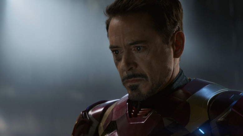 Tony Stark on the verge of tears in Captain America: Civil War