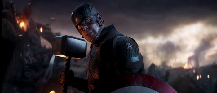 Captain America lifts Thor's hammer