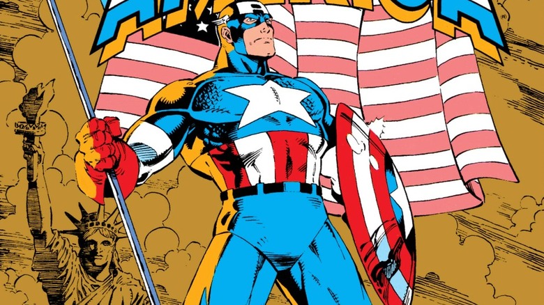 Captain America #383 cover showing Captain America posed near Statue of Liberty