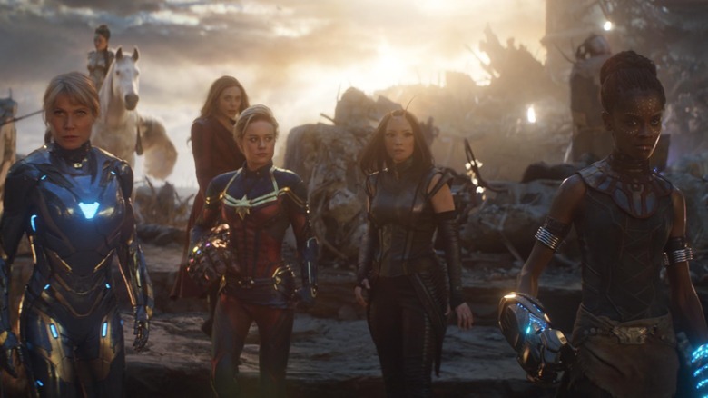 Gwyneth Paltrow, Brie Larson, Elizabeth Olsen, Pom Klementieff, and Letitia Wright in Avengers: Endgame 