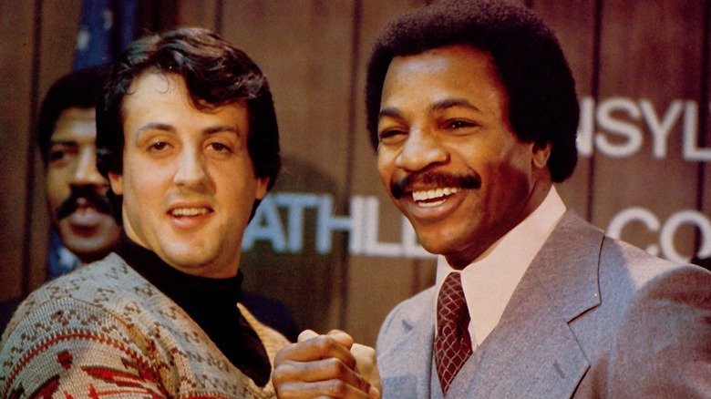 Carl Weathers and Sylvester Stallone in Rocky IV