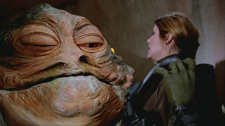 Jabba and Leia in Star Wars: Return of the Jedi