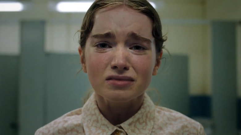 Carrie is upset in the school bathroom in Carrie (2026)