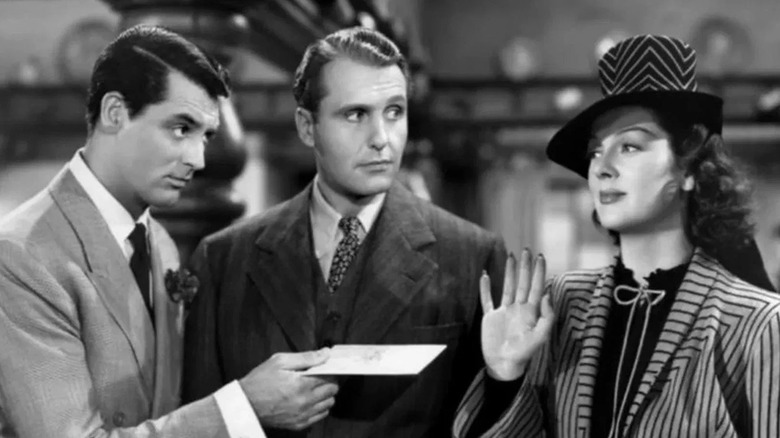 Carrie Grant with Ralph Bilami and Rosalind Russell in his girl on Friday