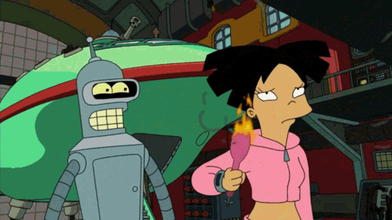 Futurama Bender laughs Amy's burnt hair