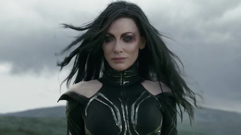 Cate Blanchett as Hela after emerging from the portal in Thor: Ragnarok
