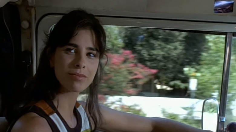 Sarah Silverman driving a car as Rain Robinson in Star Trek: Voyager