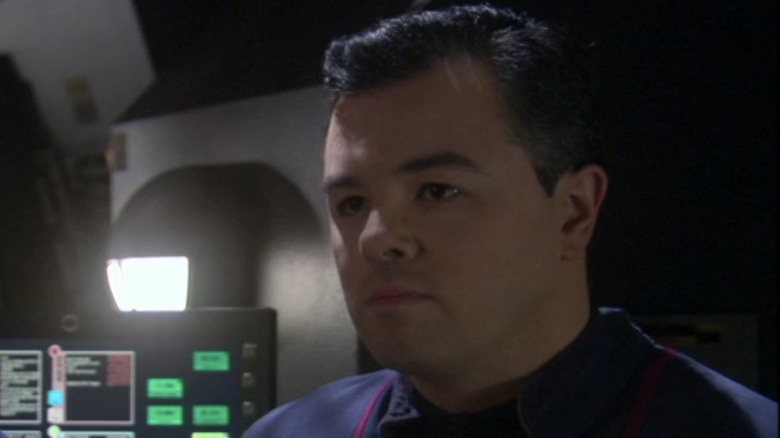 Seth MacFarlane as Stewart Rivers looks concerned in Star Trek: Enterprise