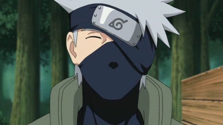 Kakashi Hatake with his eyes shut in Naruto
