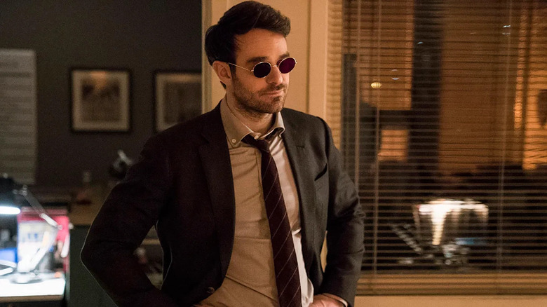 Charlie Cox as Matt Murdock looking pensive on Daredevil