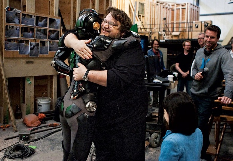 Rinko Kikuchi and Guillermo del Toro on the Pacific Rim set
