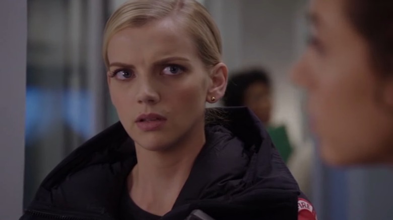 Kara Killmer as Sylvie Brett looking concerned on Chicago Fire