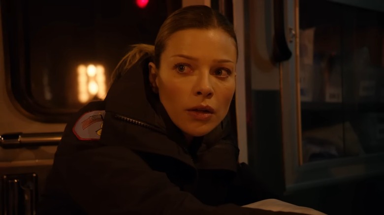 Lauren German as Leslie Shay sitting in an ambulance in Chicago Fire
