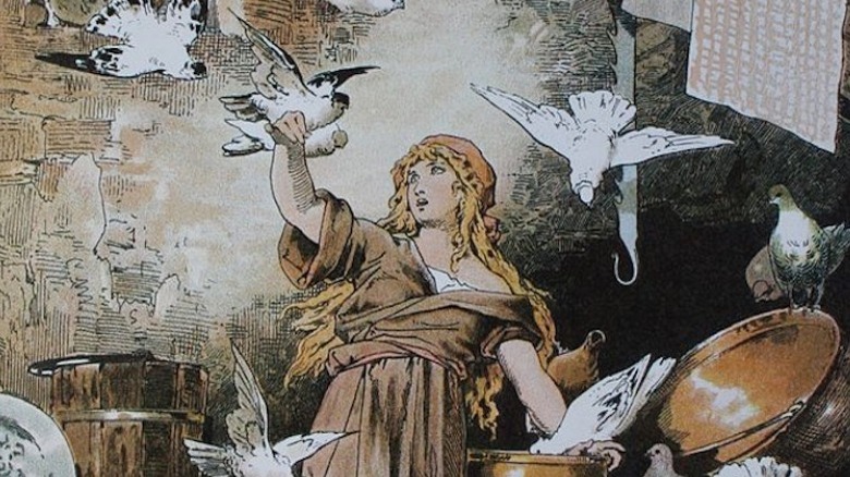 Cinderella sings to the birds