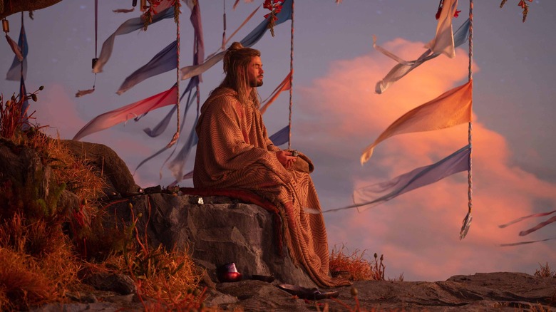 Thor Love and Thunder meditating 
