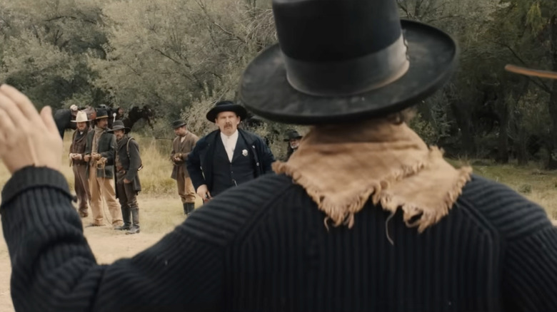 Pat Garrett confronts Billy the Kid in The Kid