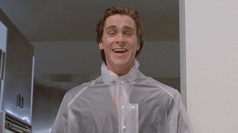 American Psycho Christian Bale head on laughing