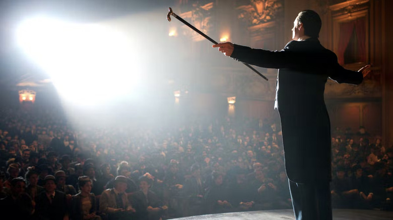 The Prestige Hugh Jackman as Angier onstage