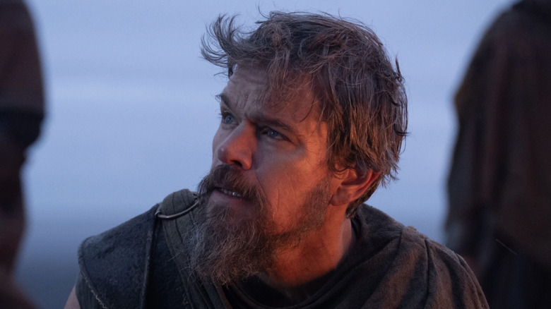 Matt Damon as Odysseus, looking exhausted in The Odyssey