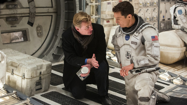 Christopher Nolan and Matthew McConaughey on the Interstellar set