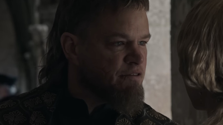 Matt Damon as Sir Jean de Carrouges is seen in closeup in The Last Duel