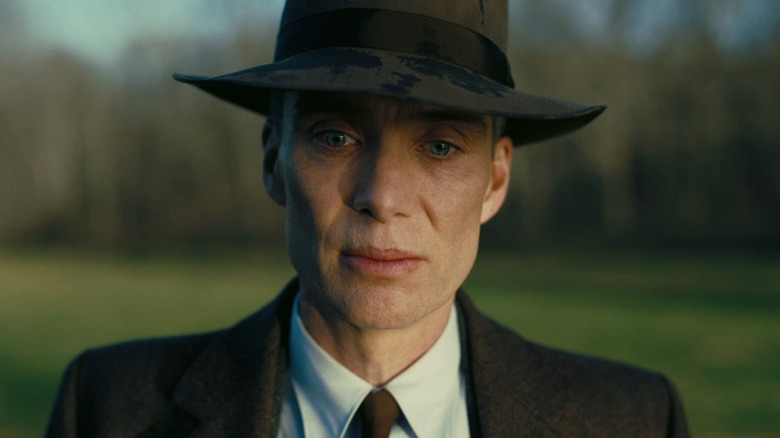 Oppenheimer looking horrified in Oppenheimer