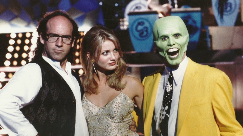Chuck Russell, Cameron Diaz and Jim Carrey on the set of The Mask