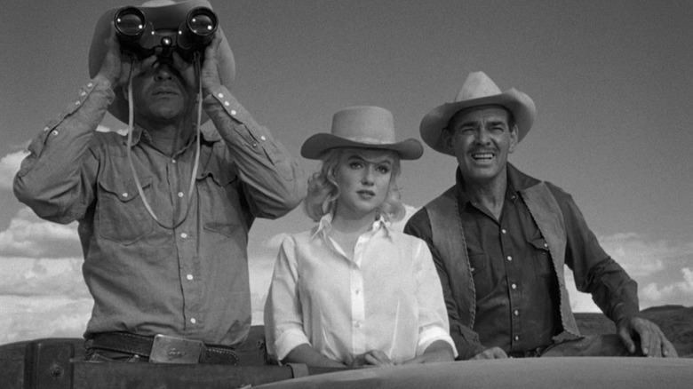 Montgomery Clift, Marilyn Monroe, and Clark Gable in The Misfits