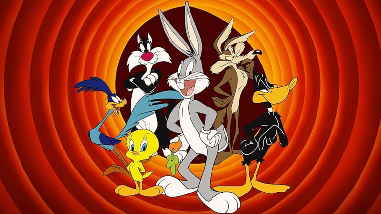 Bugs Bunny, Daffy Duck, Wile E. Coyote, the Road Runner, Sylvester the Cat, and Tweety in the intro for Looney Tunes