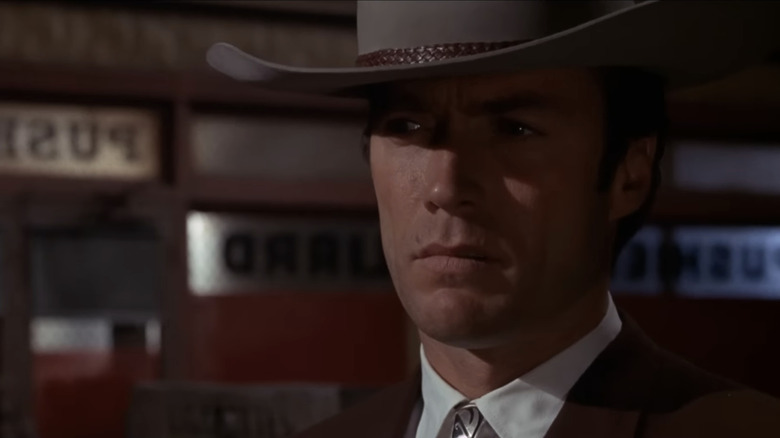 Clint Eastwood's Walter Coogan scowls in closeup in Coogans' Bluff