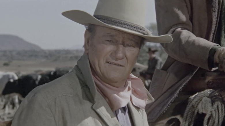 John Wayne's Colonel John Henry Thomas is seen in closeup in The Undefeated