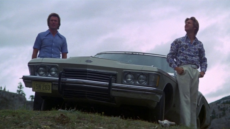 Clint Eastwood and Jeff Bridges parked on a hill