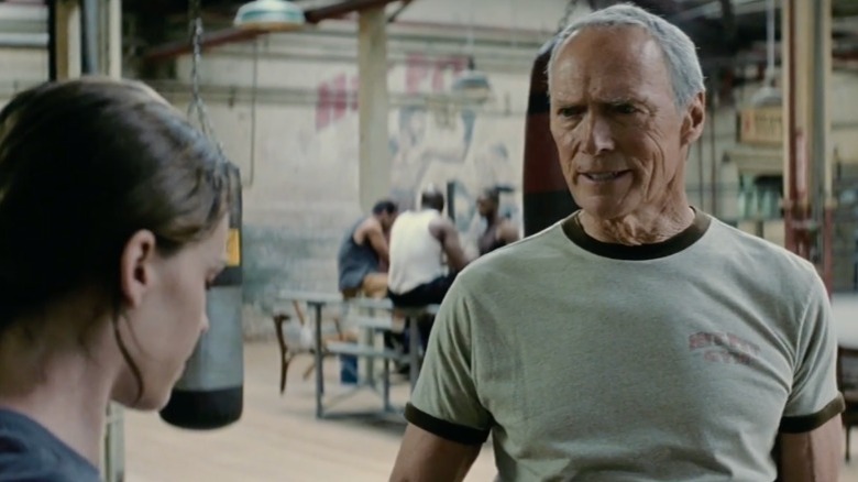 Clint Eastwood peering over reading glasses