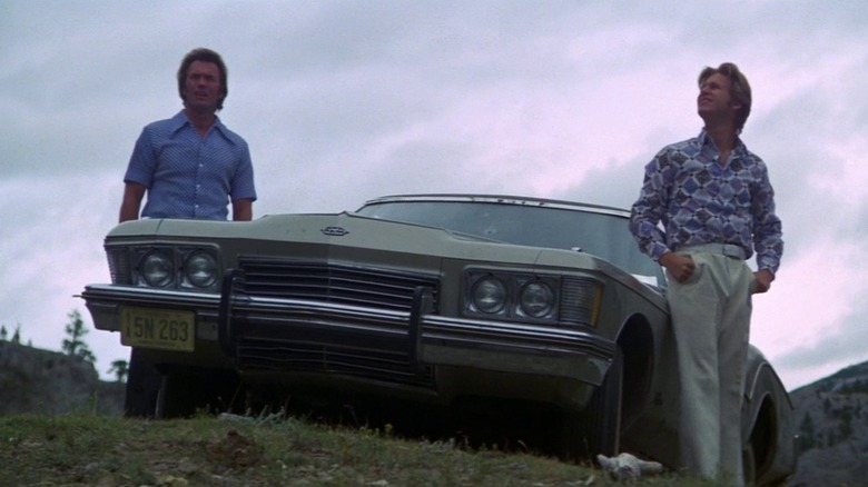 Clint Eastwood and Jeff Bridges parked on a hill