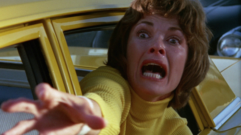 Jessica Walter as Evelyn Draper screaming and reaching her hand out in Play Misty for Me