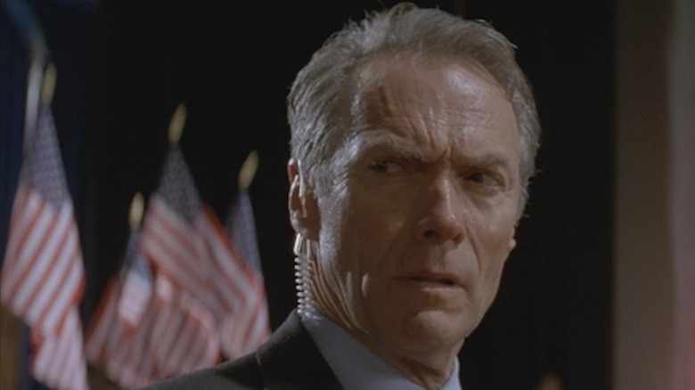 Clint Eastwood is wired and worried as Frank Horrigan in In the Line of Fire
