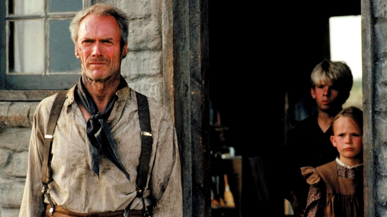 Clint Eastwood, Shane Meier, and Aline Levasseur in Unforgiven