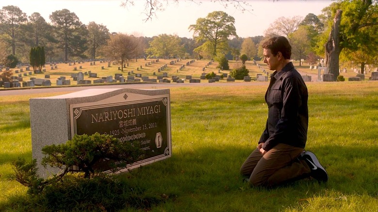 Daniel visits Mr. Miyagi's grave in Cobra Kai