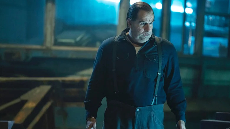 Colin Farrell's Oswald Cobb wearing suspenders on The Penguin