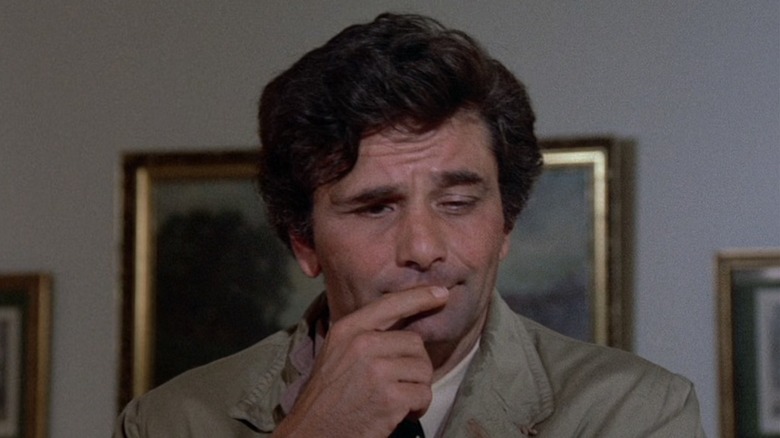Frank deep in thought and stroking his lip on "Columbo"