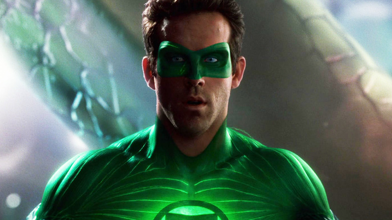 Ryan Reynolds's Hal Jordan / Green Lantern is seen in closeup in Green Lantern