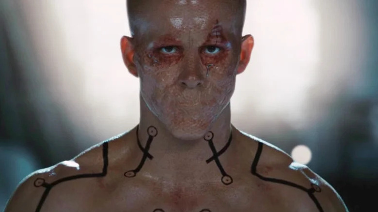 Ryan Reynolds' Wade Wilson is seen in closeup in X-Men Origins: Wolverine