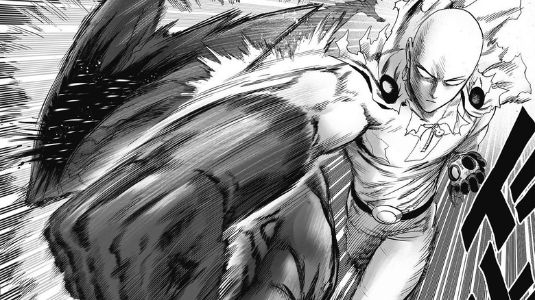 One Punch Man Saitama punching glowing fist