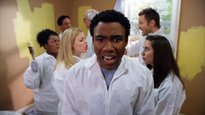 Yvette Nicole Brown, Danny Pudi, Gillian Jacobs, Chevy Chase, Donald Glover, Joel McHale, and Alison Brie in Community