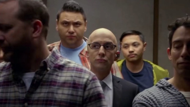 The Dean in the elevator, in Community
